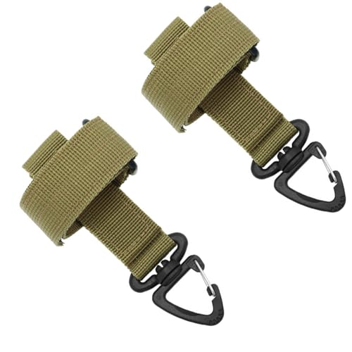 SagaSave Pack of 2 Tactical Gear Glove Holder Strap Heavy Duty Belt Keeper Clip Key Holder with 360° Rotating Buckle for Mountaineering, Hiking, Gardening, Work - color: Khaki