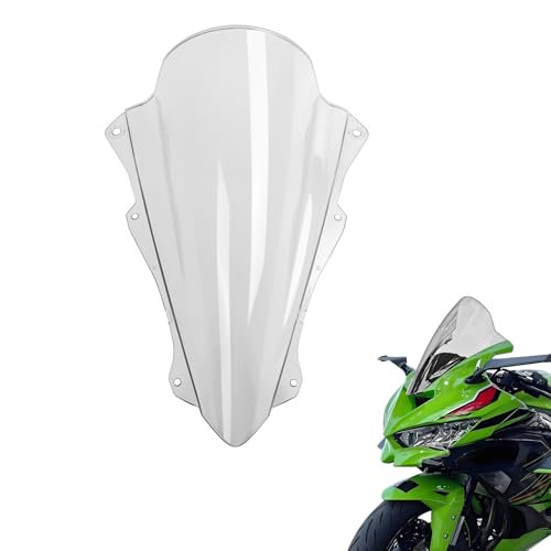 Motorcycle Windscreen Windshield Motorcycle Front Fairing Flyscreen Wind Deflector Windshield Spoiler Compatible with Kawasaki Ninja ZX-4R/4RR 2023 2024 Ninja ZX-25R 2021-2024 (Clear) - color: Clear
