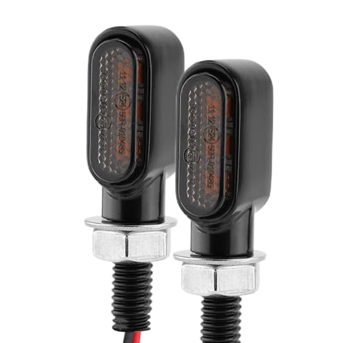 TSUNG Mini Motorcycle Turn Signals Light LED Micro Blinkers for Front/Rear Universal Aftermarket Small Indicator for Cafe Racer Bobber Cruiser Street Bikes (C-Black) - color: C-Black