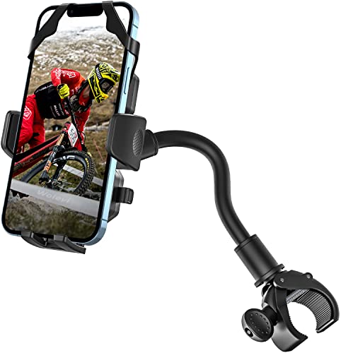 Gooseneck Bike Phone Holder, Motorcycle Phone Mount - Bicycle Handlebar Cell Phone Clip for Electric Scooter, Dirt Mountain Cycling for iPhone 17 Air Pro Max 16 15 14 13 12 11, All Smartphones