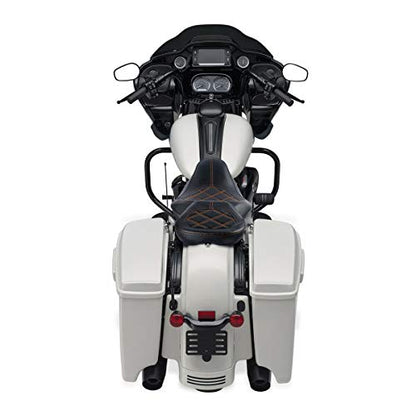 Low-Profile Driver Seat Pillion Leather Passenger Pad Seat Fit for Harley Street Glide Road Glide Road King Ultra Limited 2009-2023 - color: Seat Orange