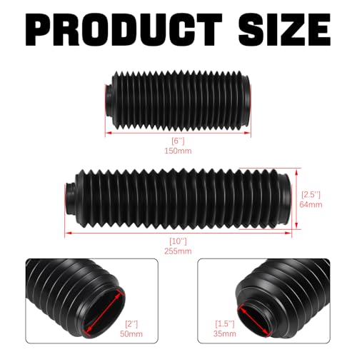 Universal Motorcycle Dust Rubber Shock Boots Front Fork Gaiters Cover Protectors Fit for Most of Dirt Bike, ATV，255 * 50 * 35mm