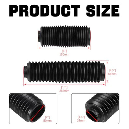 Universal Motorcycle Dust Rubber Shock Boots Front Fork Gaiters Cover Protectors Fit for Most of Dirt Bike, ATV，255 * 50 * 35mm