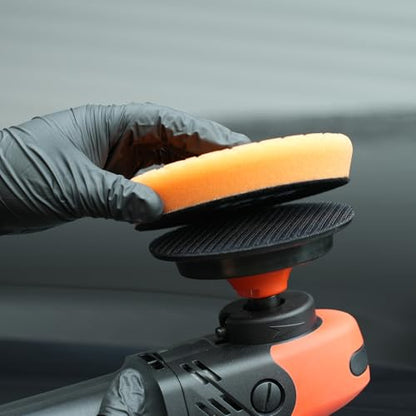 SPTA 2Pcs RO Rotary Flexible Backing Plate, Hoop-and-Loop Face PU Soft Backing Pad Used On Rotary Polisher Sander for Sanding Polishing Buffing Finishing (M14 Thread, Orange, 5Inch (125mm)) - size: 5Inch (125mm), style: M14 Thread