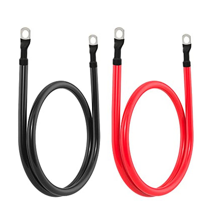 4 AWG Battery Cable 4AWG Gauge Pure Copper Battery Inverter Cables with 3/8 in Lugs Both Ends Power Inverter Wire Set for Automotive Solar Marine Boat RV Car Motorcycle Red and Black (3FT) - size: 3ft