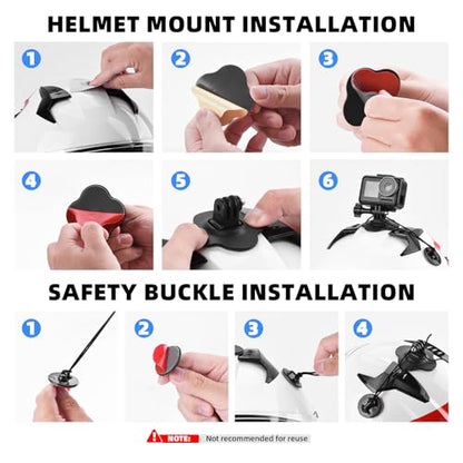 BRDRC Flexible Adhesive Mount for Insta360, 3 Packs Helmet Sticky Mount Kit with Safety Buckle for GoPro, Insta 360 X5 X4 GO 3S Ace Pro 2, for DJI Action 5 Pro 4 3 Accessories