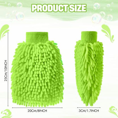 24 Pack Car Wash Mitt Bulk Microfiber, 10'' x 8'' Chenille Car Wash Mitt Gloves, Scratch Free Double Sided No Lint No Marks for Truck SUV and All Vehicle Surfaces (Lime Green) - color: Lime Green