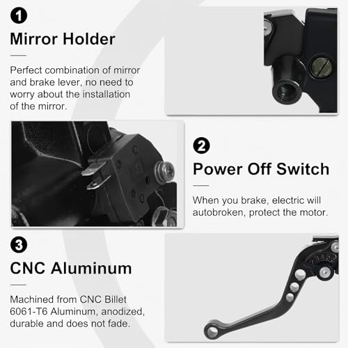 Universal Motorcycle Brake Clutch Pump Lever with Hydraulic Master Cylinder Reservoir Set Left & Right CNC Suitable for 50-300cc Motorcycles with 7/8" 22mm Handlebars - color: Black