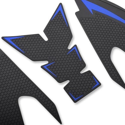 Motorcycle Non-Slip Rubber Gas Tank Pads with Knee Grips - 4-Piece Traction Side Protectors (for Yamaha Vehicle) YZF-R25 YZF-R3 (2019-2025) Fuel Tank Pad (Blue) - color: Blue