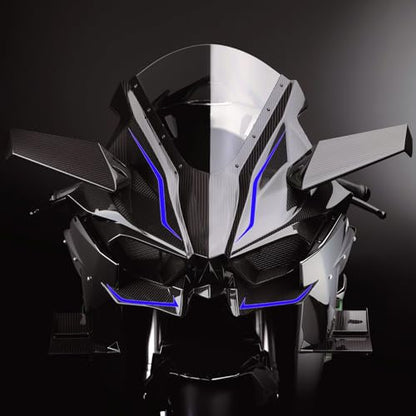 Awonderful Motorcycle Fairing Sticker Decal, Reflective Vinyl Decal with Strong Stickiness for Kawasaki Ninja400 H2 H2SX,4 Pcs Per Set (Dark Blue) - color: Dark Blue