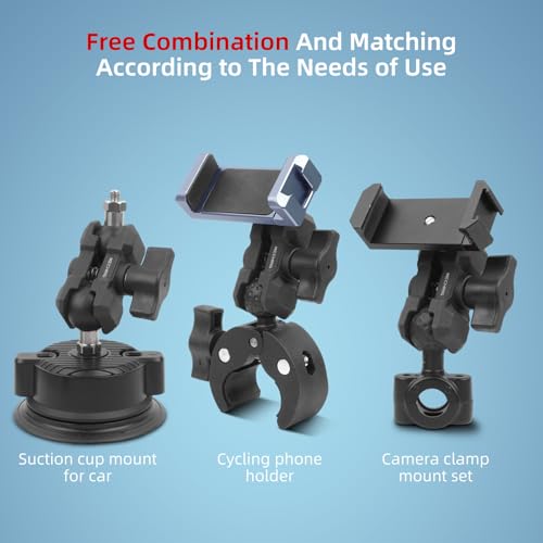 Double Socket Arm,Extension Arm Compatible with Mounts Any B Size 1" Ball Head Components & Bike Motorcycle Car Phone Mount Holder with 1'' Ball Adapter, Aluminum Alloy & Short 2.36", 75001 - size: Small socket arm