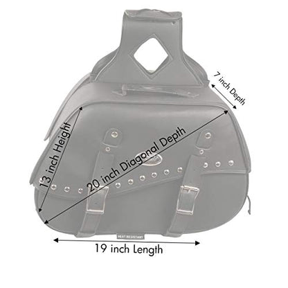 Milwaukee Leather Studded Throw-Over Motorcycle Saddlebags – Synthetic Leather – Universal Fit – Zip-Off - Large - color: SH652ZB-BLACK, size: Large