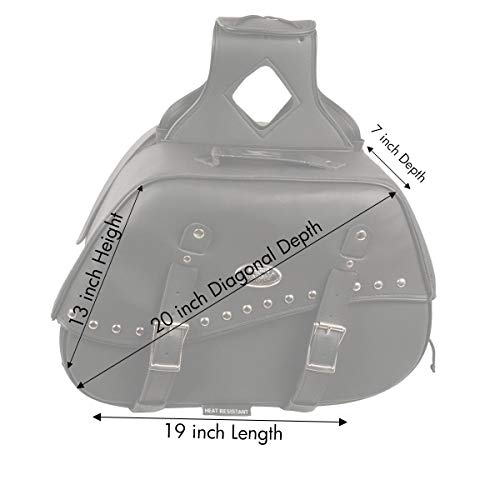 Milwaukee Leather Studded Throw-Over Motorcycle Saddlebags – Synthetic Leather – Universal Fit – Zip-Off - Large - color: SH655ZB-BLACK, size: Large
