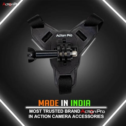 Action Pro™ Motorcycle Helmet Chin Strap Mount Compatible with GoPro Hero 12, 11, 10, 9, 8, 7, (2018), 6, Hero Black, DJI Osmo Action 3/2, Insta 360, Session, Xiaomi Yi, SJCAM (Black) - color: Black