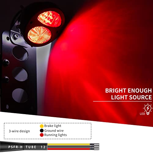 Rich Choices Motorcycle Tail Lights with Side License Plate Bracket Brake Lights Integrated Stop Light Waterproof Aluminum Universal 12V for Sportster 883 1200 Cruiser Bobber Chopper - color: Black#4