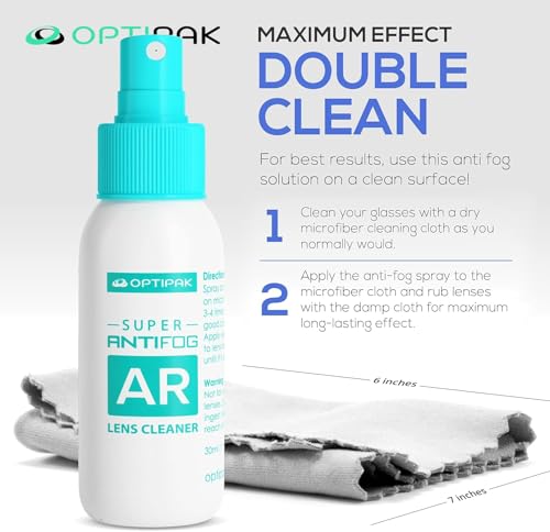 Anti Fog Lens Cleaner Spray Kit | (4) 2oz Anti Fog Glasses Cleaner Spray + (4) Microfiber Cloth for Eyeglasses, Goggles, Sunglasses, Mirror - Eyeglass Defogger Spray Cleaning Kit (8 Piece Set) - size: 2 Fl Oz (Pack of 4), style: 4x2oz Lens Spray + 4 Micro