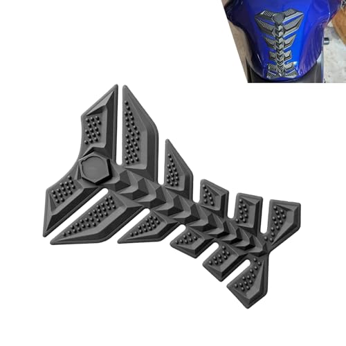 Motorcycle Tank Pad, Waterproof Rubber 3D Fishbone Motorcycle Tank Protector, Self-adhesive Scratch-resistant Gas Fuel Decal, Universal for Most Vehicles (Black) - color: Black