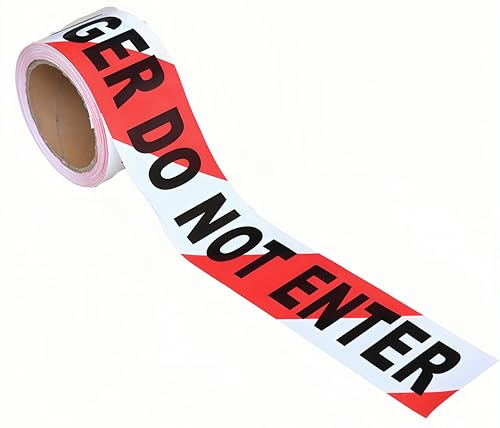 Red White Premium Warning Tape, Non Adhesive Tape, 3" x 300 Feet,1 Roll - size: Red & White A-3 Inch