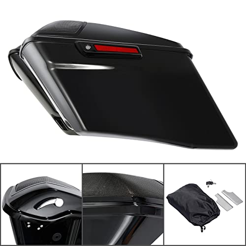 TCT-MOTORPARTS Vivid Black 4" Extended Hard Saddlebags Fits for Harley Touring Ultra Limited 2014-Up - color: Vivid Black w/ Black Latches