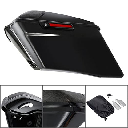 TCT-MOTORPARTS Vivid Black 4" Extended Hard Saddlebags Fits for Harley Touring Ultra Limited 2014-Up - color: Vivid Black w/ Black Latches