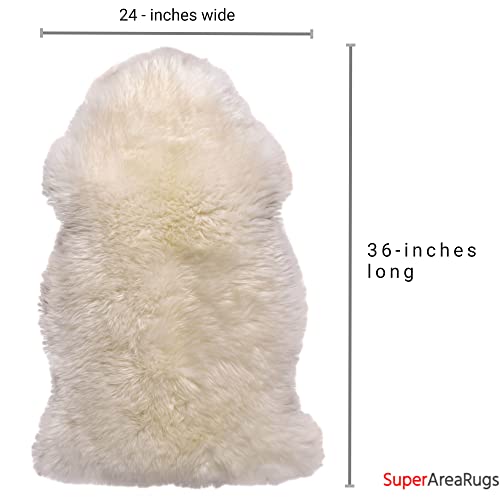 Premium Genuine Fur Sheepskin Rug - Real N.Z. 100% Sheepskin Natural Luxury Fluffy Lambskin Fur Area Rug - Seat Cover for Sofa Chair and Bedroom - 2' W x 3'L - Natural Creamy White Wool - color: Natural (Yellow Undertones), size: 2' x 3' (Natural)