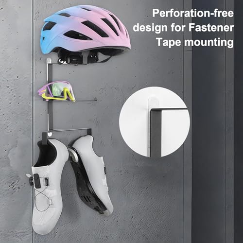 Wall Mount Motorcycle Helmet Holder, Bicycle Helmet Rack Display Hanger, Storage Organizer for Helmet, Goggles, Shoes, Motorcycle Accessories for Garage, Warehouse
