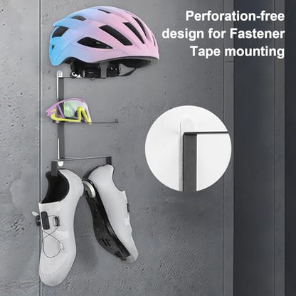 Wall Mount Motorcycle Helmet Holder, Bicycle Helmet Rack Display Hanger, Storage Organizer for Helmet, Goggles, Shoes, Motorcycle Accessories for Garage, Warehouse