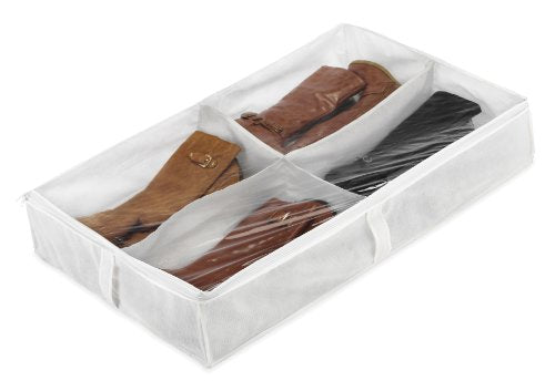 Whitmor Underbed Boot Bag, 4 Section, White - color: White, size: 23"L x 37"W x 6"H, style: UNDERBED BOOT BAG - SINGLE