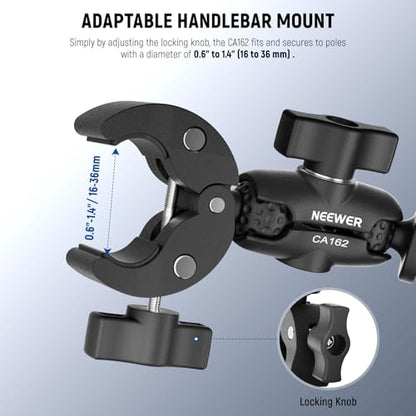 NEEWER Super Clamp Action Camera Mount with 360° Dual Ball Heads, Bike/Bicycle/Motorcycle Handlebar Holder Compatible with iPhone Insta360 DJI OSMO Action GoPro Hero for POV Video Recording, CA162 - style: CA162