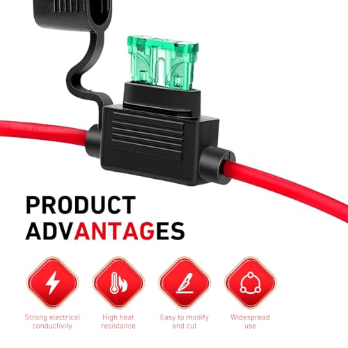 5PCS Inline Fuse Holder, 12AWG Fuse Holder, 12V Waterproof Car Gauge Inline Fuses, with 50PCS Standard Car Fuses (3A/5A/7.5A/10A/15A/20A/25A/30A/35A/40A), for Auto, Marine Lighting