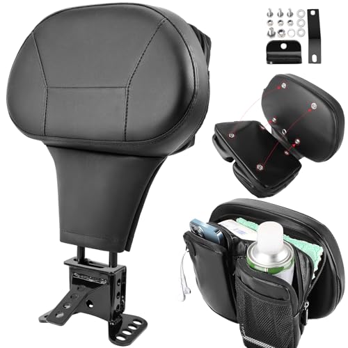 Adjustable Driver Backrest for Harley Touring Street Glide Road Glide Road King Electra Ultra Limited 1997-2026 Detachable with Storage Bag & Headphone Jack Black - size: Driver Backrest W/ Pouch 1