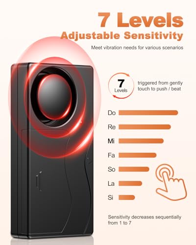 [Upgrade] WSDCAM 110dB Motorcycle Alarm, New 7 Sensitivity 4 Volume Adjustable, Wireless Vibration Alarm with Remote Control Anti-Theft Alarm for Car/Bike/Vehicle Security, Loud Door/Window Alarms