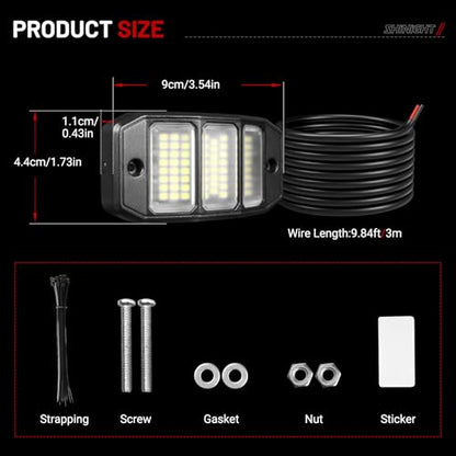 SHINIGHT 4PCS White Rock Lights, Super Bright Pure White 6000K Rock Lights for Trucks,72 SMD LED Chips Each Light,3M/9.84FT Extension Wires,Waterproof IP68 Underglow Lights for ATV UTV Cars Boats - size: 4 Pods