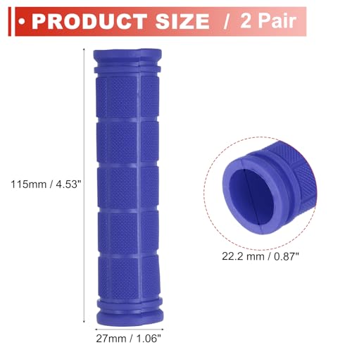 2 Pair Soft Rubber Handlebar Grips, Bicycle Handlebar Grips Bike Handle Bar Wrap Non-Slip 4.5 Inch - Fitting for Mountain Bikes/Road Bicycles/Scooter - color: Dark Blue
