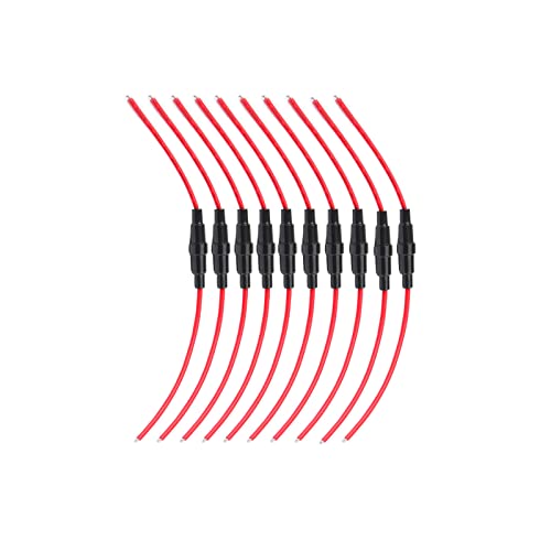 Automotive Car Inline Screw Type 5x20mm AGC Fuse Holder 16 Awg Wire (Pcak of 10) - size: 16 awg 5x20