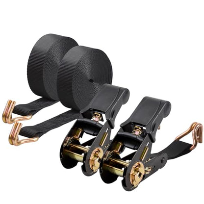 2 Packs Ratchet Straps Heavy Duty, 1" x 20' Ratchet Tie Down Straps with Double J Hooks | 2200lbs Break Strength for Moving, Securing Motorcycle, ATV, Kayak on Trailer, Truck Bed, Car Roof Rack - size: 2Pack 1‘’ * 20‘