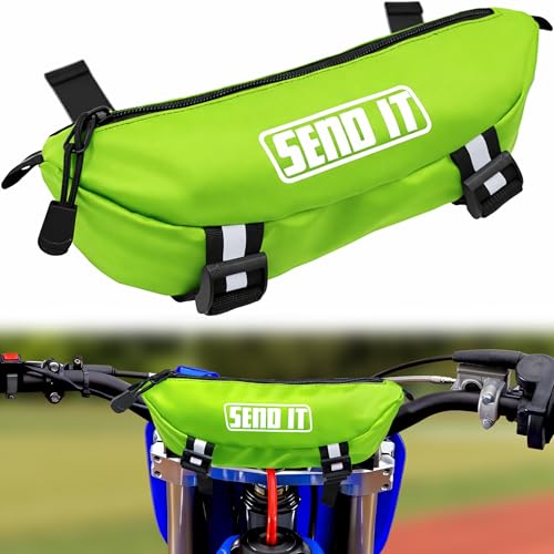 Waterproof Dirtbike Handlebar Bag | Compact Motorcycle Handle Bar Storage Pouch | Universal Fit Dirt Bike Bag for Trail & Adventure Riding | Durable Surron Bar Bag - Green - color: Green