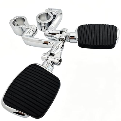 YENHUR 1.5 inches Highway Pegs Kit, Shiny Chrome Finish, Heavy-Duty Steel Clamps, Mini Footboards Fit for Electra Glide Street Road Glide Road King Fat Boy with 1.5" Fatty Engine Guard Crash Bar - color: 1-1/2" Clamps-Chrome
