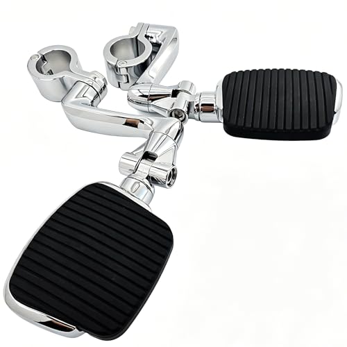 YENHUR 1.5 inches Highway Pegs Kit, Shiny Chrome Finish, Heavy-Duty Steel Clamps, Mini Footboards Fit for Electra Glide Street Road Glide Road King Fat Boy with 1.5" Fatty Engine Guard Crash Bar - color: 1-1/2" Clamps-Chrome