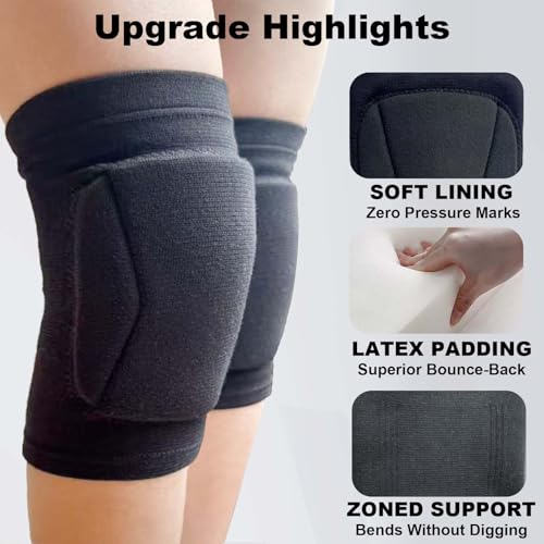 Volleyball Knee Pads for Men Women Sports, Soft Knee Sleeve with Collison Avoidance Foam Pad for Basketball Football Baceball Soccer, Elastic Kneeling Pad for Dance Yoga MMA Muay Thai, Black M (1 Pair) - size: Medium