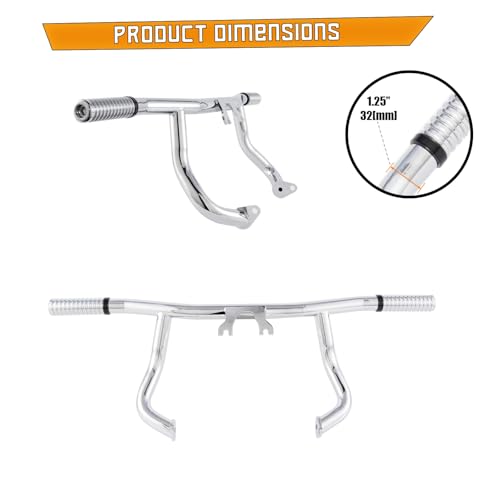 Kinglemc Flat-Out Crash Bar Engine Guard Highway Freeway Bar for Harley Davidson Road King Street Glide Road Glide Touring 2014-2025 (Chrome) - color: Chrome, size: 2014-2025 All Touring Models