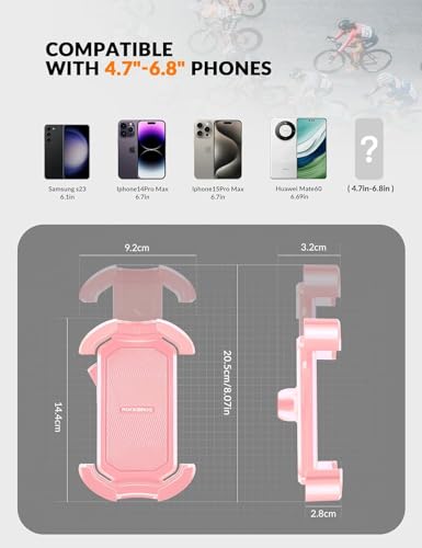 ROCKBROS Bike Phone Holder - Motorcycle & Scooter Mount, Adjustable, Shockproof, Security Lock, 4.7'-6.8' Phones 2-Pack (Handlebar Mount Pink + White) - color: 2 Pack - Handlebar Mount Pink + White