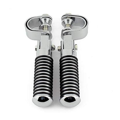 Motorcycle Footpegs Highway Pegs Adjustable Rubber Footrest 7/8" OR 1" Engine Guard Clamp Kit For Touring Road King Softail Dyna Universal (Chrome) - color: Chrome # 2