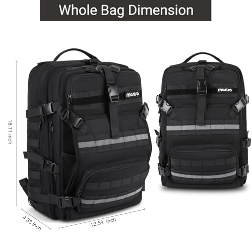 MOSISO Large Capacity Motorcycle Backpack for Men, Expandable Motorcycle Helmet Backpacks with USB Charging Port&Laptop Compartment, Tactical Backpack for Outdoor Cycling Riding Traveling, Black