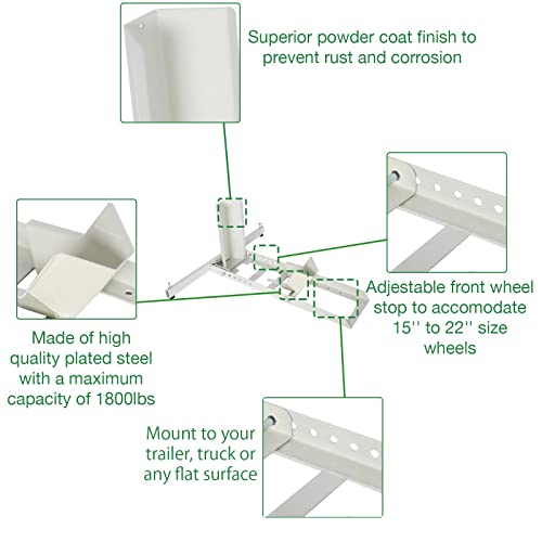 Adjustable Motorcycle Wheel Chock with Ratchet Tie Down Straps, Heavy Duty Motorcycle Stand 1800 Lbs Weight Capacity (White) - color: White