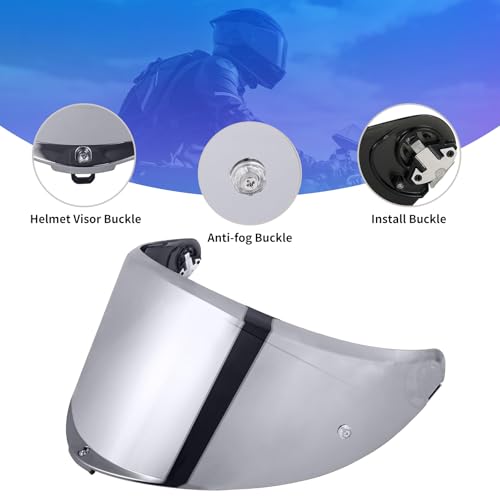 K6 Helmet Shield Visor Replacement Face Shield Compatible with K6 K6S Motorcycle Helmet Accessories (Chrome Silver) - color: Chrome Silver