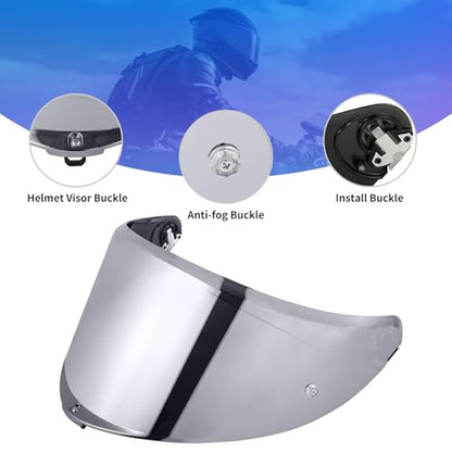 K6 Helmet Shield Visor Replacement Face Shield Compatible with K6 K6S Motorcycle Helmet Accessories (Chrome Silver) - color: Chrome Silver