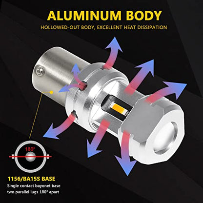 PHINLION 3600 Lumens 1156 7506 Amber LED Turn Signal Light Bulbs Super Bright P21W 1141 2396 7506 LED Bulb for Car Truck Motorcycle RV Blinker Lights, Amber Yellow - color: Amber Yellow