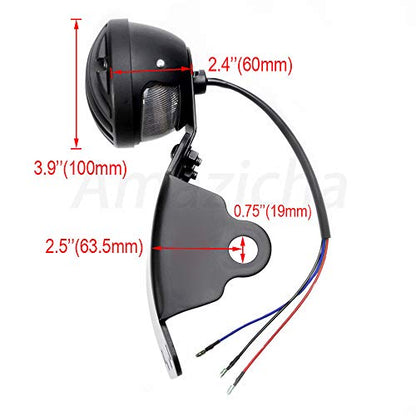 Amazicha 3/4" Motorcycle LED Tail Brake Light with Bracket, IP67 Waterproof Motorcycle Side Mount License Plate Rear Light Compatible for Harley Sporster Bobber Chopper Yamaha Suzuki Honda Kawasaki - size: 0.75inch, style: Curved