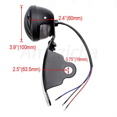Amazicha 3/4" Motorcycle LED Tail Brake Light with Bracket, IP67 Waterproof Motorcycle Side Mount License Plate Rear Light Compatible for Harley Sporster Bobber Chopper Yamaha Suzuki Honda Kawasaki - size: 0.75inch, style: Curved